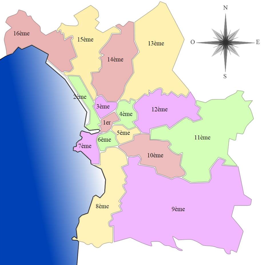 નકશો માર્સેલી મા વહીવટી